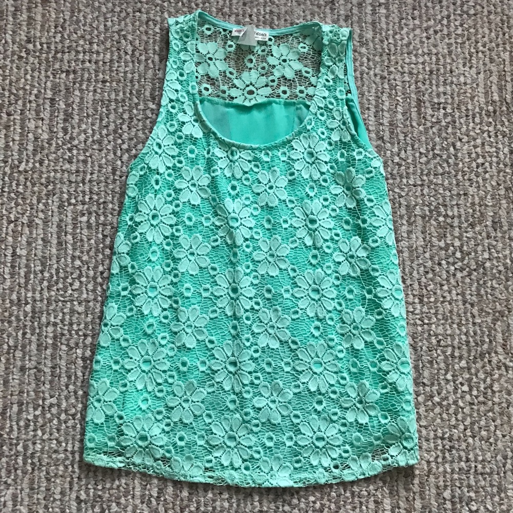 A’GACI Turquoise Open Back Tank Top Small S